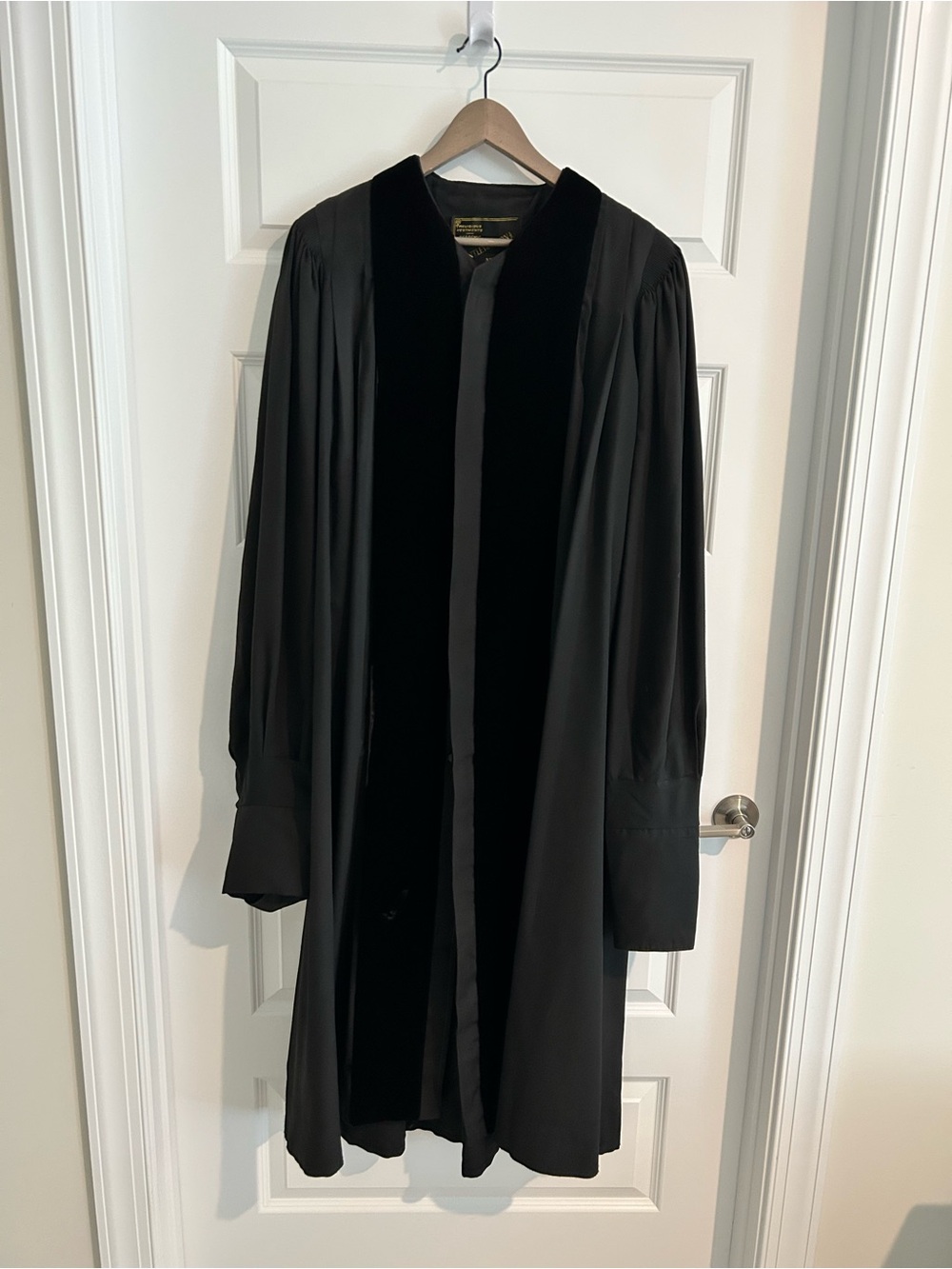 Vintage Graduation Gown Velvet Trim Doctoral Degree Black